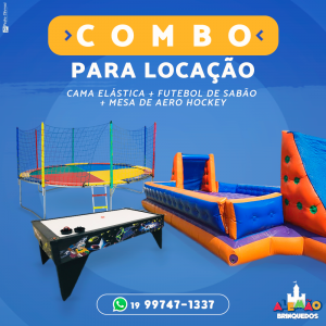 Cama Elástica + Futebol de Sabão + Aero Hockey